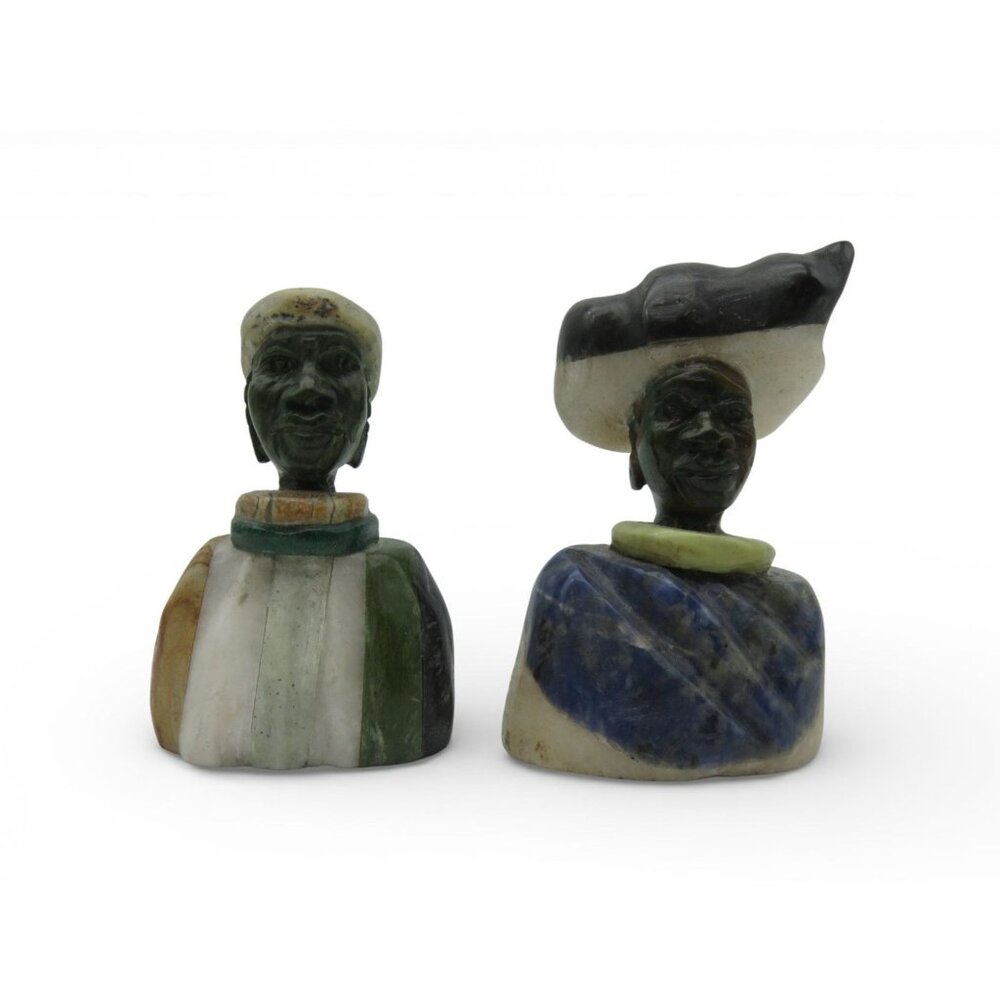 Small Stone Bust Set Colourful Hand Carved in South Africa